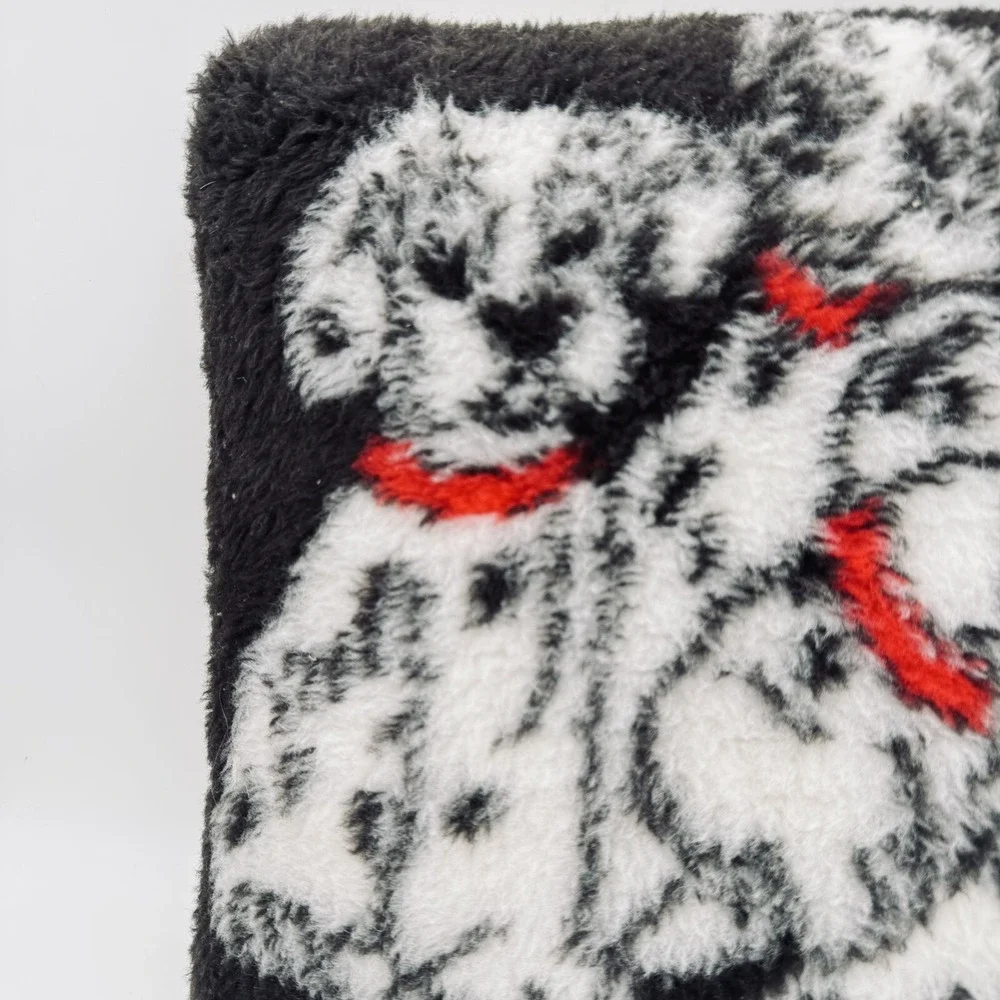 VTG New Wool Throw Pillow Sherpa‎ Schurwolle Laine Vierge Dalmatians Dogs Brown